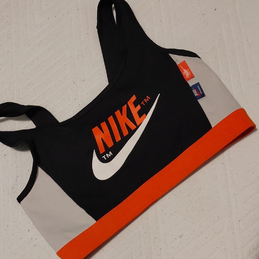 Nike Black and Orange Athletic Bra